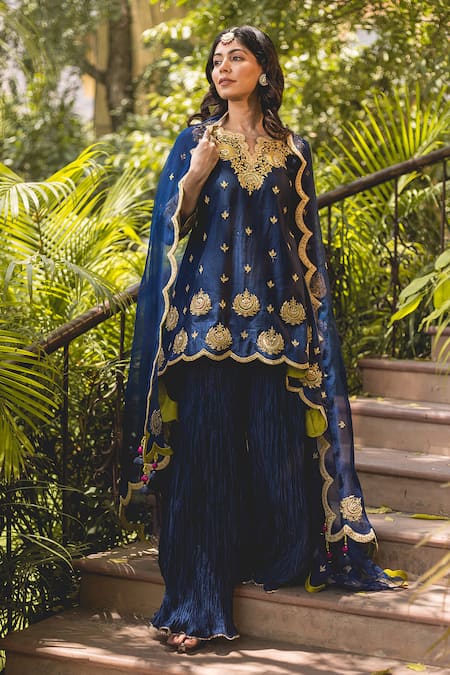 Surbhi Shah Banarasi Chanderi Embroidered Kurta & Sharara Set 