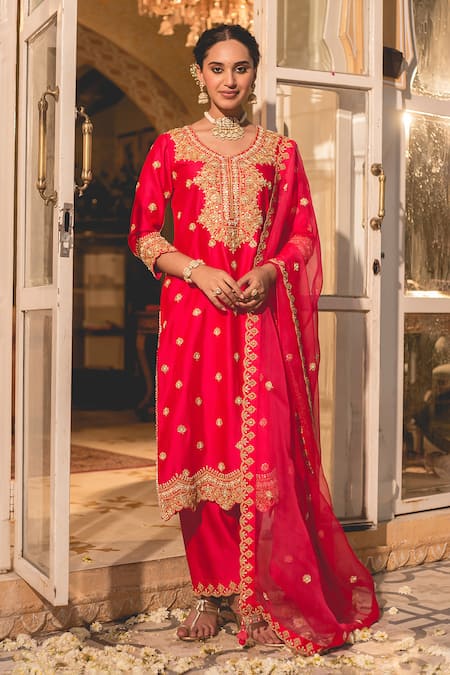 Surbhi Shah Marori Embroidered Straight Kurta & Pant Set 