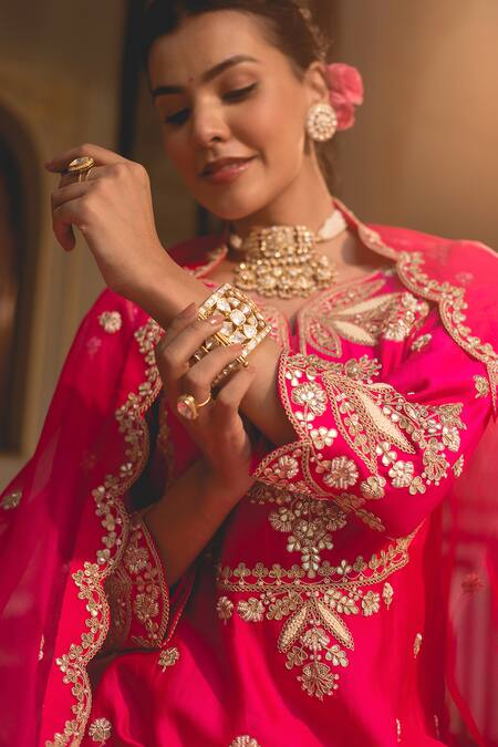 Shop Surbhi Shah Pink Silk, Spandex Pearls, Embroidery, Sequins Anchor Straight Kurta And Pant Set Online at Aza Fashions Shop_Surbhi Shah_Pink Silk, Spandex Pearls, Embroidery, Sequins Anchor Straight Kurta And Pant Set _Online_at_Aza_Fashions