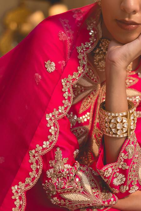 Buy Surbhi Shah Pink Silk, Spandex Pearls, Embroidery, Sequins Anchor Straight Kurta And Pant Set Buy_Surbhi Shah_Pink Silk, Spandex Pearls, Embroidery, Sequins Anchor Straight Kurta And Pant Set