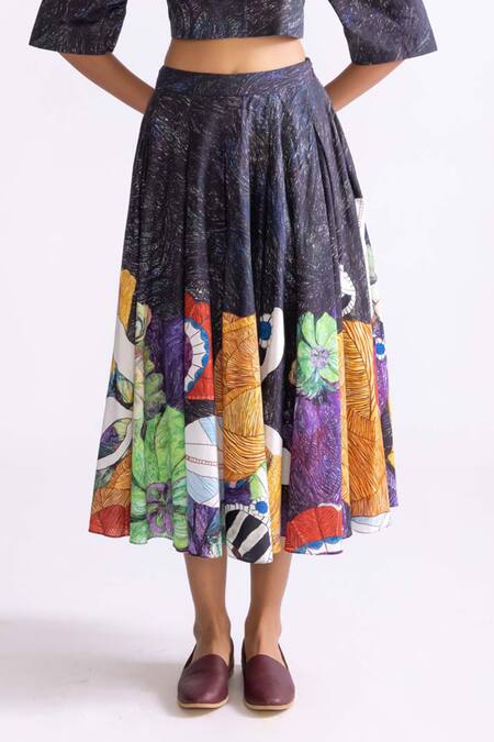 Buy Saaksha & Kinni Black Cotton Nikki Trible Print Skirt Online at Aza Fashions Buy_Saaksha & Kinni_Black Cotton Nikki Trible Print Skirt _Online_at_Aza_Fashions