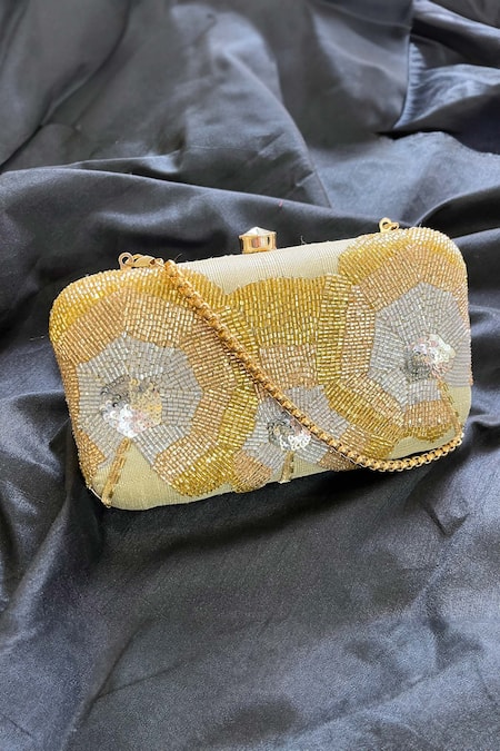 FEZA BAGS Gold Embroidery Gradient Clutch 