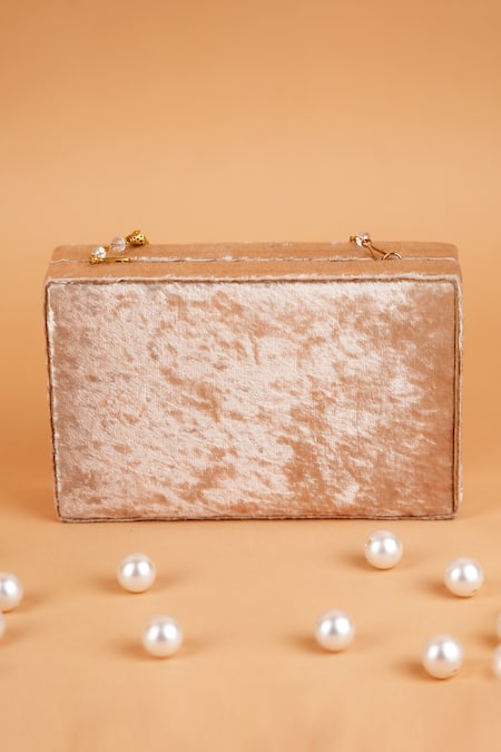 Shop_Feza Bags_Gold Embroidery Sequin Clutch _at_Aza_Fashions