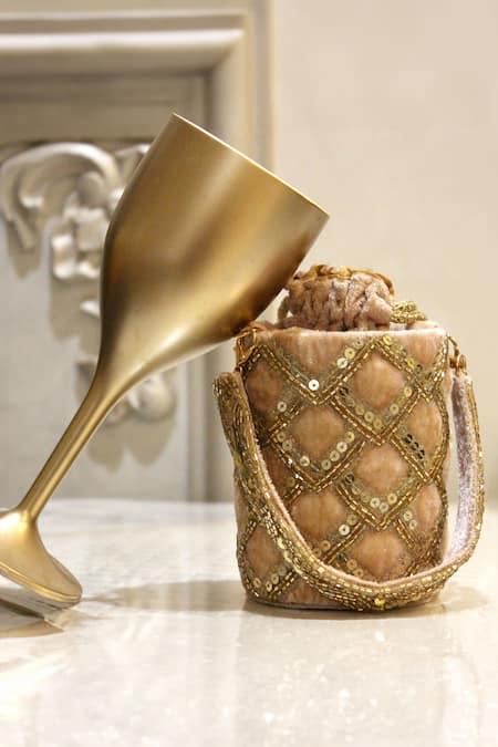 Feza Bags Trellis Embroidered Circular Bag 