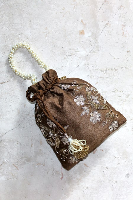 Feza Bags Flower Embroidered Potli Bag 