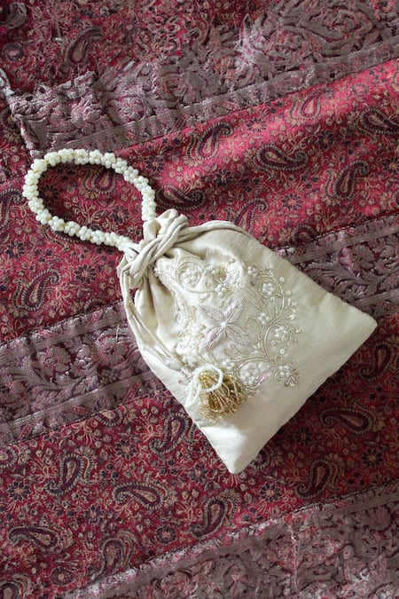 Feza Bags Flower Vine Embroidered Potli Bag 
