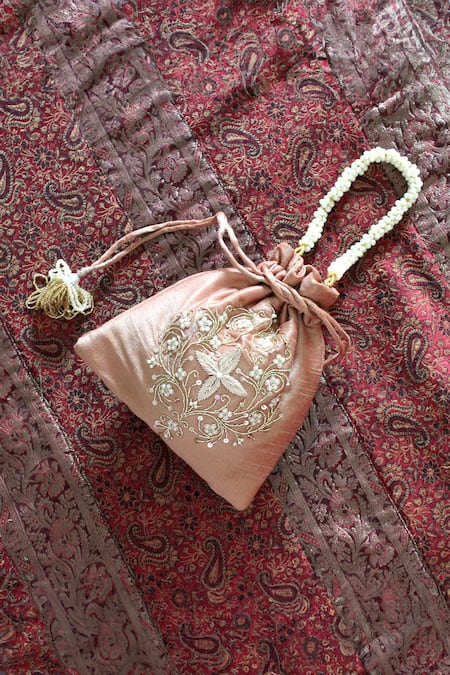 Feza Bags Floral Vine Embroidered Potli Bag 