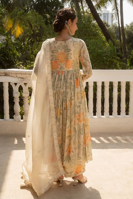 Paulmi And Harsh Summer Bloom Print Aliya Cut Anarkali Set 