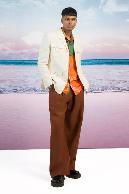 Siddhartha Bansal White Linen Air Breeze Safari Jacket at Aza Fashions Siddhartha Bansal_White Linen Air Breeze Safari Jacket _at_Aza_Fashions