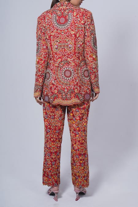 Anamika Khanna Resham Embroidered Pant Suit Set 