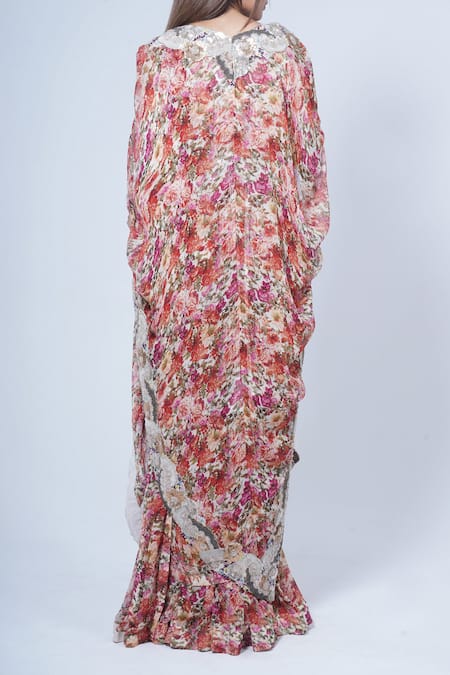 Anamika Khanna Floral Print Cape Flared Pant Set 
