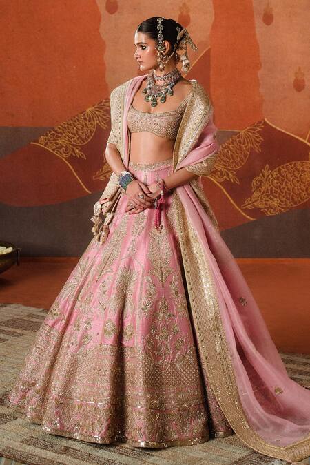 Shop Masaba Pink , Organza Zari, The Gulab Barfi Zardozi Bridal Lehenga Set Online at Aza Fashions Shop_Masaba_Pink , Organza Zari, The Gulab Barfi Zardozi Bridal Lehenga Set _Online_at_Aza_Fashions