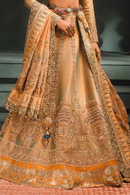 Shop_Masaba_Blue Organza, Hemp, Embroidery, The Kesar Varak Bridal Lehenga Set _Online_at_Aza_Fashions