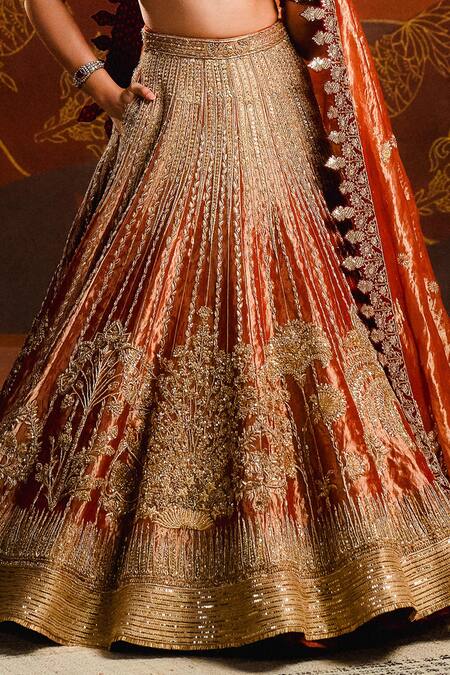 Masaba Orange Tissue, , Organza Embroidery The Mohanthal Bridal Lehenga Set Online at Aza Fashions Masaba_Orange Tissue, , Organza Embroidery The Mohanthal Bridal Lehenga Set _Online_at_Aza_Fashions
