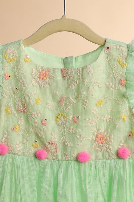 Casa Ninos Pom-Pom Detailed Kurta With Sharara 