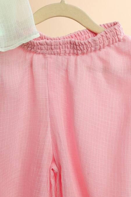 Buy_Casa Ninos_Green Kota Doria Embroidery Floral Kurta With Sharara _Online_at_Aza_Fashions