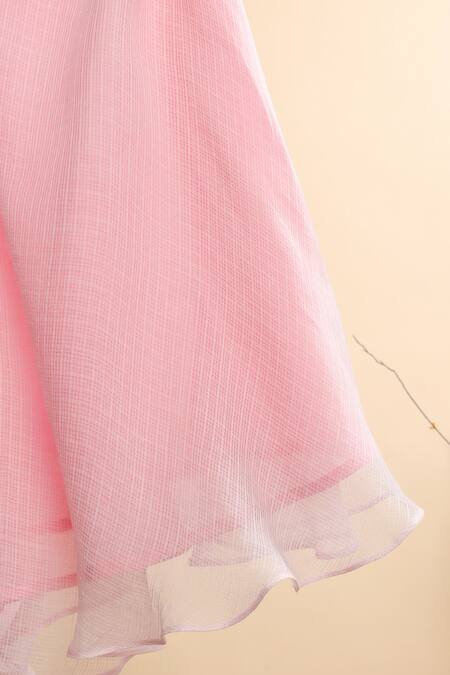 Shop_Casa Ninos_Green Kota Doria Embroidery Floral Kurta With Sharara _Online_at_Aza_Fashions