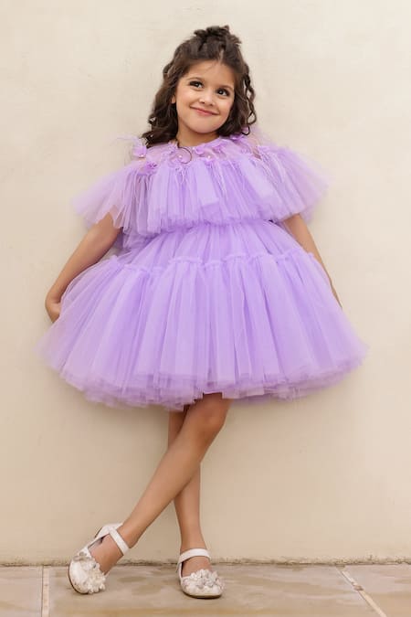 JANYAS CLOSET Fairy Princess Fur Embellished Tiered Cape Dress 