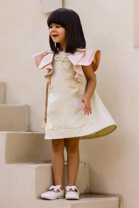 Janyas Closet Green , , Pearls Moon Mist Bow Detailed Dress Online at Aza Fashions Janyas Closet_Green , , Pearls Moon Mist Bow Detailed Dress_Online_at_Aza_Fashions