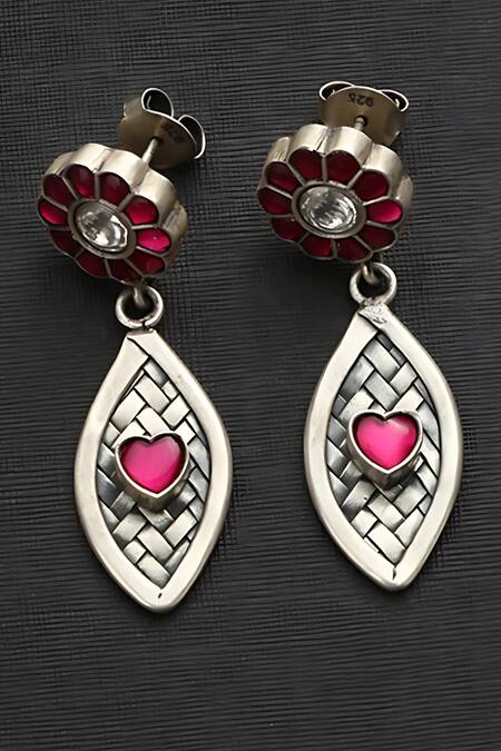 Mero Jewellery Pink Stones Kundan Studded Floral Drop Earrings Online at Aza Fashions Mero Jewellery_Pink Stones Kundan Studded Floral Drop Earrings _Online_at_Aza_Fashions