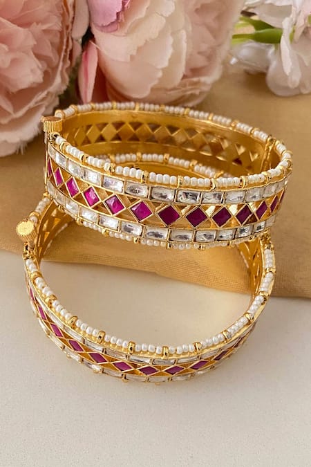 Namasya Kundan Studded Bangle - Set of 2 