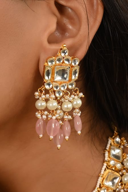 Buy_Namasya_Pink Beads Geometric Shaped Choker Set _Online_at_Aza_Fashions