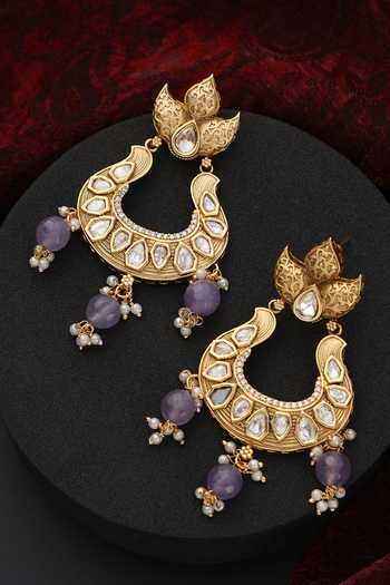 Swabhimann Polki Studded Bead Tasselled Chandbalis 