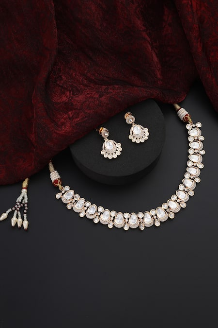 Buy Swabhimann Rose Gold Stones, Diamonds Drop Polki Studded Choker Set Online at Aza Fashions Buy_Swabhimann_Rose Gold Stones, Diamonds Drop Polki Studded Choker Set _Online_at_Aza_Fashions