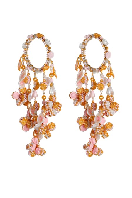 Shop_Vaidaan_Multi Color Pearls, Beads, Embroidery Nivasini Hand 2 Pcs Kaleera _at_Aza_Fashions