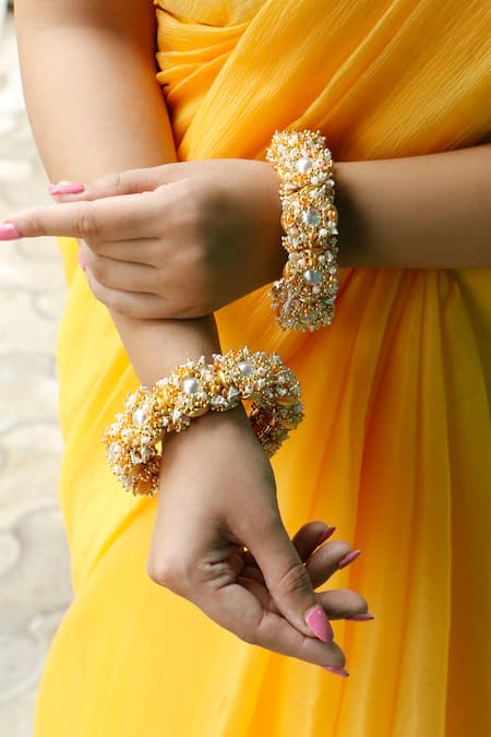 Vaidaan Multi Color Pearls, Beads Chitra Embellished Bangle - Single Pc