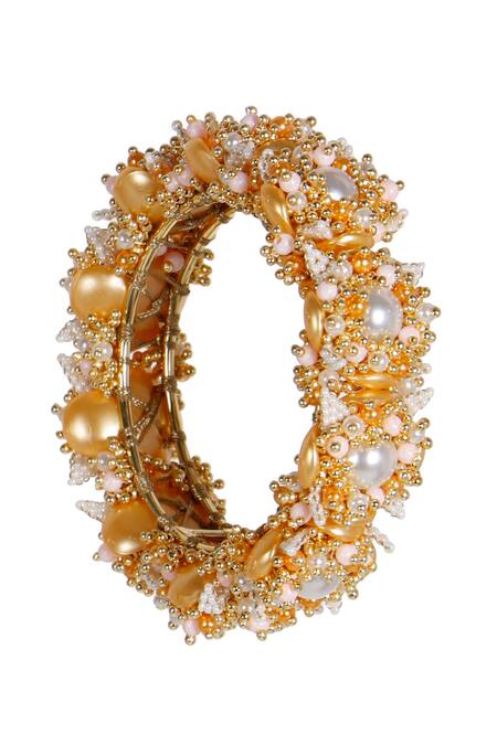 Buy_Vaidaan_Multi Color Pearls, Beads Chitra Embellished Bangle - Single Pc _Online_at_Aza_Fashions