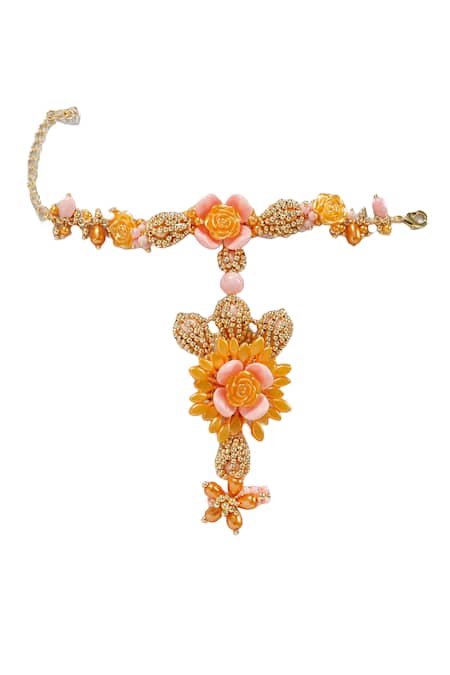 Shop_Vaidaan_Multi Color Pearls, Beads Gamya Embellished Hathphool - Single Pc _at_Aza_Fashions