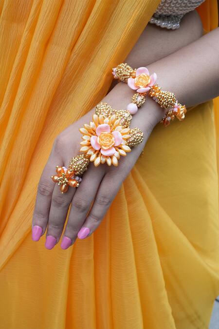 Vaidaan_Multi Color Pearls, Beads Gamya Embellished Hathphool - Single Pc _Online_at_Aza_Fashions