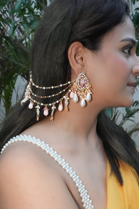 Vaidaan Induleka Pearl Embellished String Ear Chain 