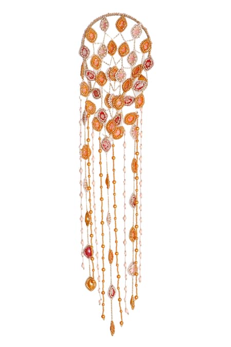 Shop Vaidaan Multi Color Pearl Induleka Embellished Hair Accessories at Aza Fashions Shop_Vaidaan_Multi Color Pearl Induleka Embellished Hair Accessories _at_Aza_Fashions