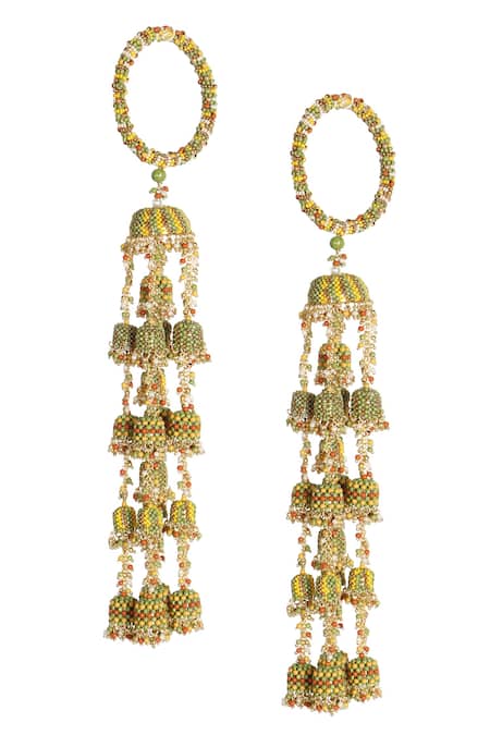 Shop Vaidaan Multi Color Pearls, Beads Kamli Embellished Kaleeras - Set Of 2 at Aza Fashions Shop_Vaidaan_Multi Color Pearls, Beads Kamli Embellished Kaleeras - Set Of 2 _at_Aza_Fashions