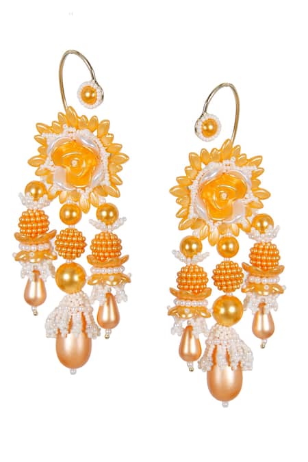 Shop Vaidaan Multi Color Pearls, Beads Kisori Embellished Ear Cuffs at Aza Fashions Shop_Vaidaan_Multi Color Pearls, Beads Kisori Embellished Ear Cuffs _at_Aza_Fashions