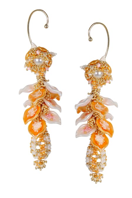 Shop Vaidaan Multi Color Pearls, Beads Nirguna Embellished Ear Cuffs at Aza Fashions Shop_Vaidaan_Multi Color Pearls, Beads Nirguna Embellished Ear Cuffs _at_Aza_Fashions