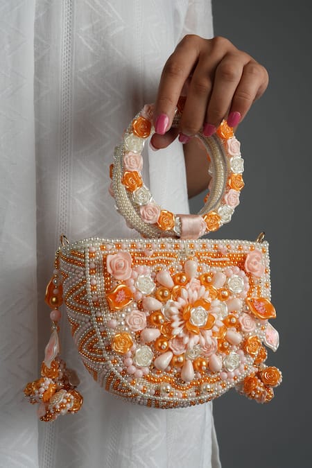 Vaidaan Multi Color Pearls, Beads Nivasini Embellished Bag Online at Aza Fashions Vaidaan_Multi Color Pearls, Beads Nivasini Embellished Bag _Online_at_Aza_Fashions