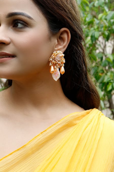 Vaidaan Nivasini Floral Pearl Bead Embellished Danglers 