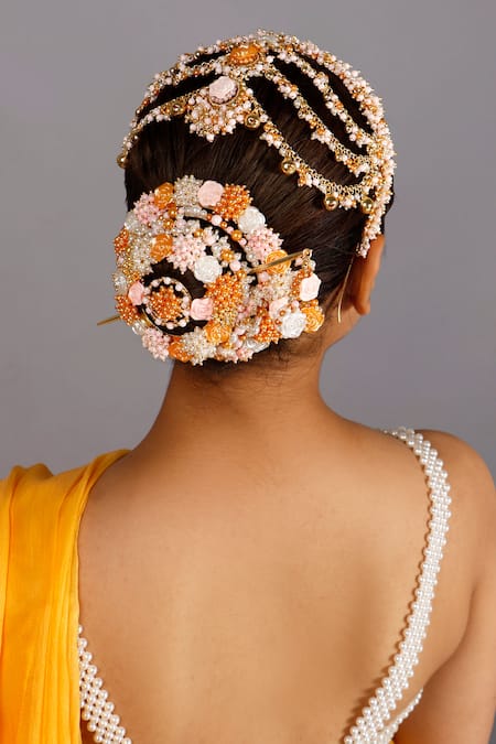 Vaidaan Nivasini Pearl Bead Embellished Hair Bun - Set of 2 