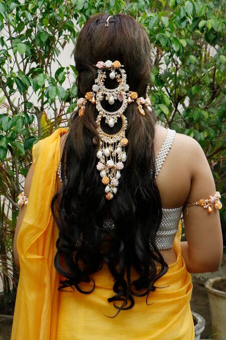 Vaidaan Multi Color Pearl Nivasini Bead Embellished Hair Accessory Online at Aza Fashions Vaidaan_Multi Color Pearl Nivasini Bead Embellished Hair Accessory _Online_at_Aza_Fashions