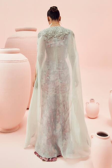 Bhumika Sharma Abstract Floral Print Gharara Set With Cape 