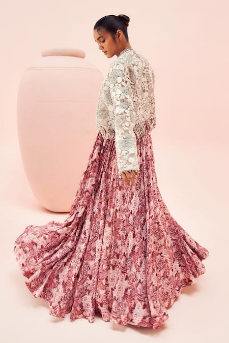 Bhumika Sharma Abstract Floral Print Anarkali With Jacket 