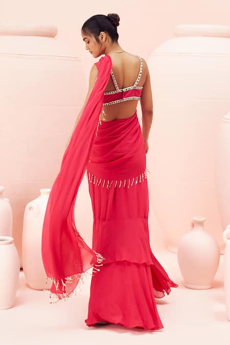 Bhumika Sharma Retro Ruffle Pre-Draped Saree With Blouse 