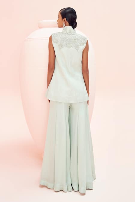 Bhumika Sharma Embroidered Neck Jacket & Flared Pant 