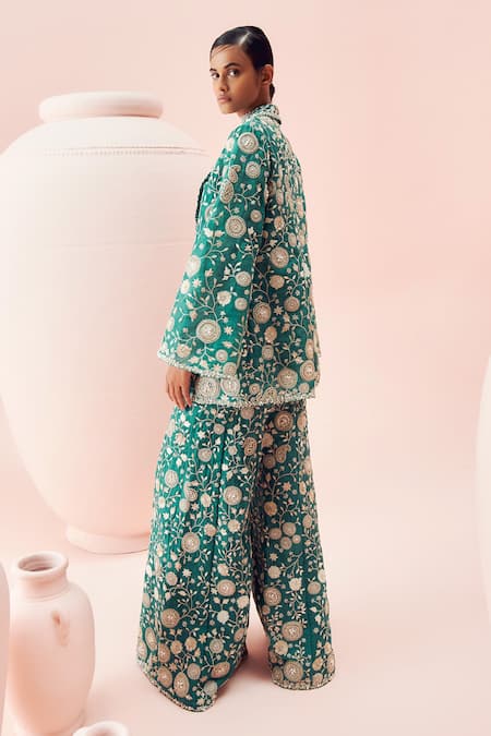 Bhumika Sharma Floral Embroidered Jacket & Flared Pant Set 