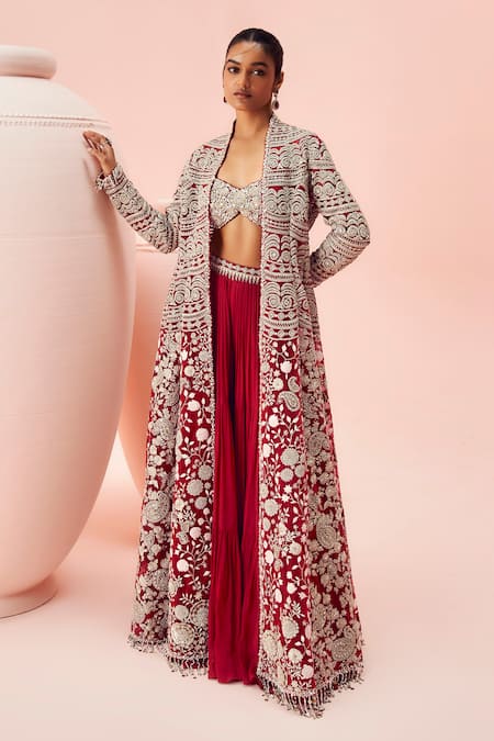 Bhumika Sharma Floral Embroidered Jacket With Pant Set 