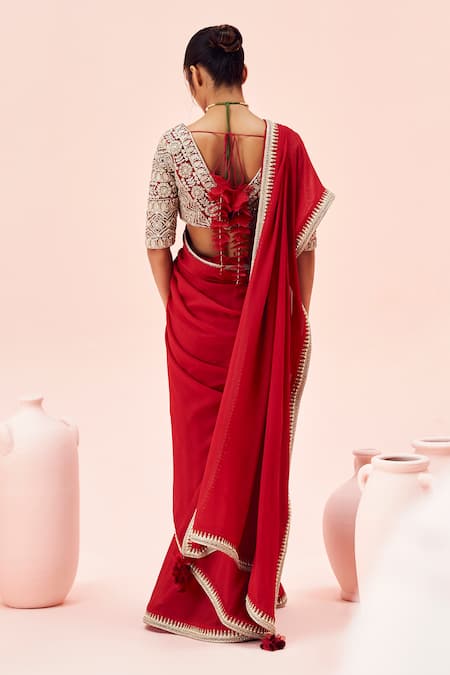 Bhumika Sharma Embroidered Hem Saree With Blouse 