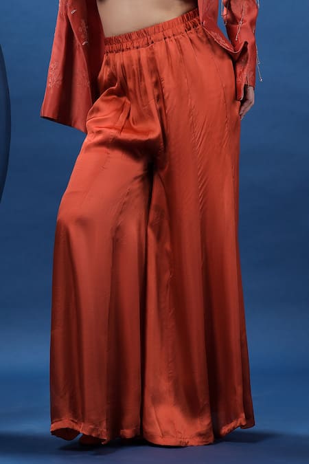 Buy Coeur Red Blazer Pure Silk Hand Embroidered Kurbit Bustier Sweetheart Pant Set Online at Aza Fashions Buy_Coeur_Red Blazer Pure Silk Hand Embroidered Kurbit Bustier Sweetheart Pant Set _Online_at_Aza_Fashions